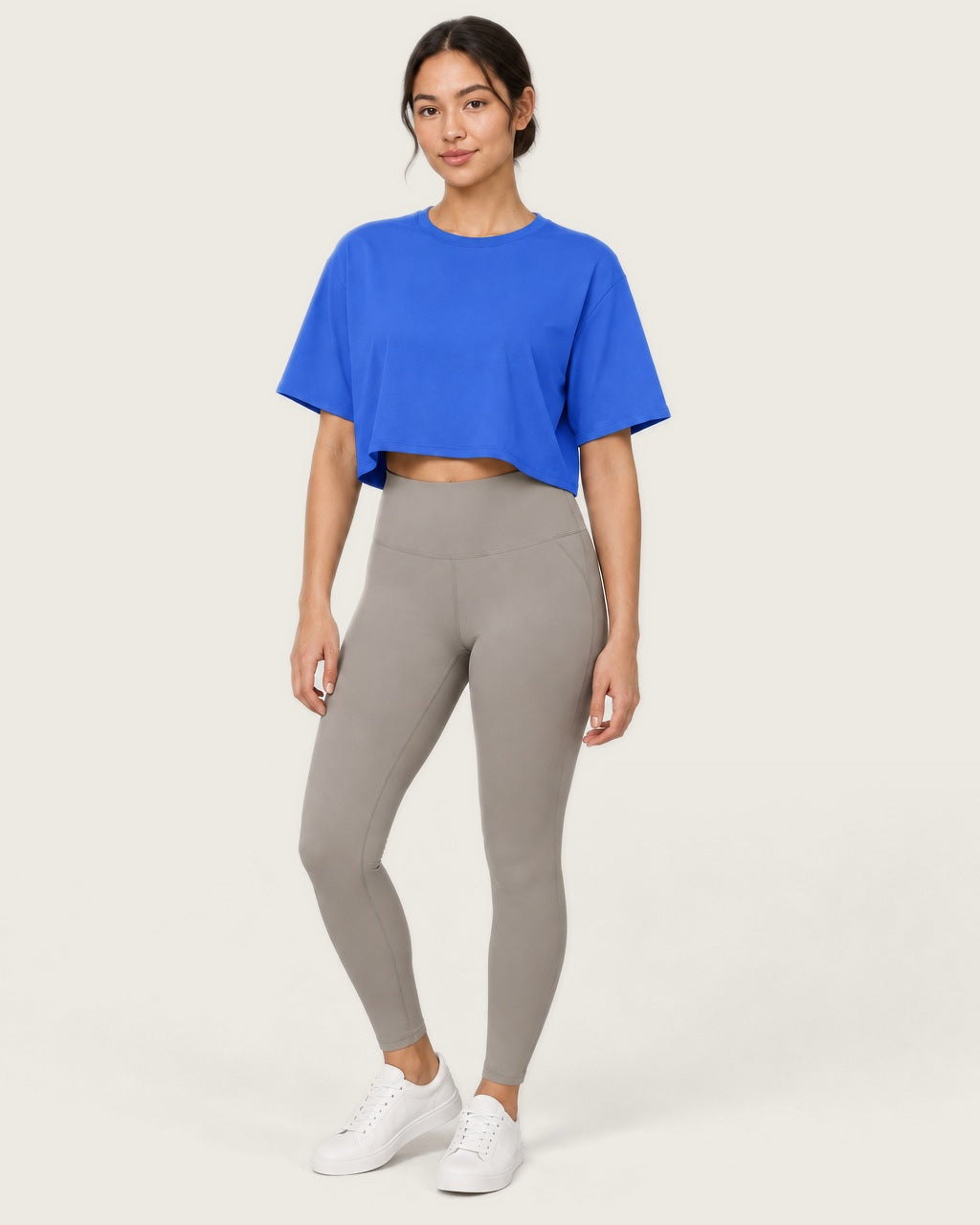 ROMY Ease Cropped Tee in Royal — front view