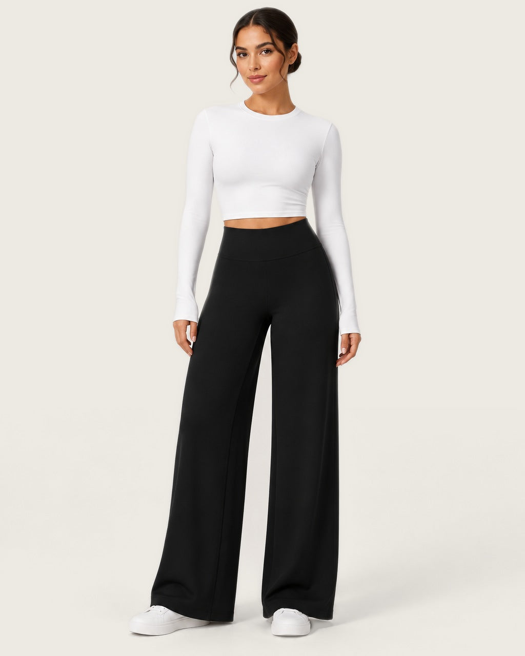 ROMY Ease Wide Leg Pant in Black — front view