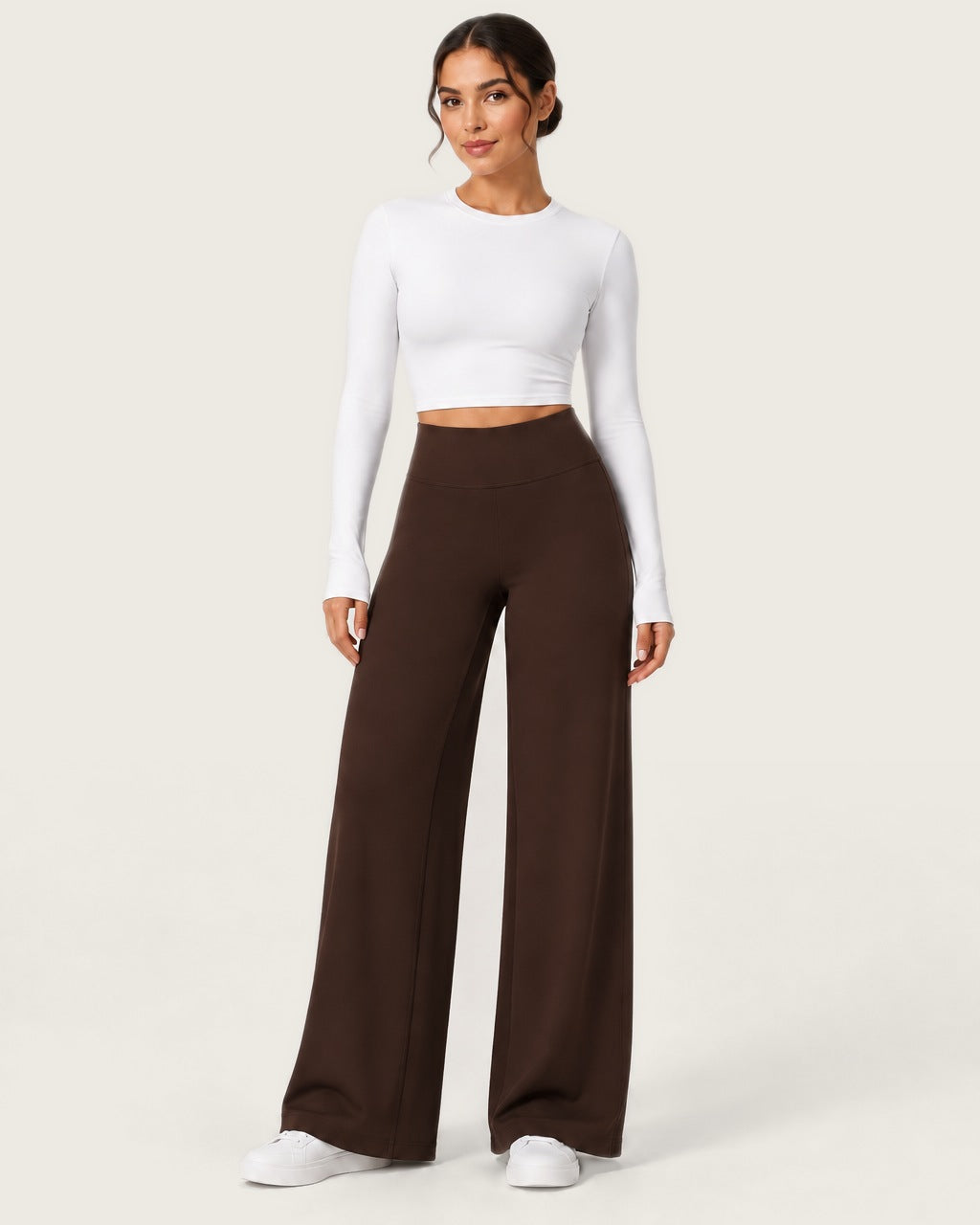 ROMY Ease Wide Leg Pant in Espresso — front view