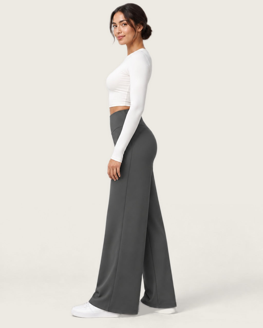 ROMY Ease Wide Leg Pant in Slate — side profile