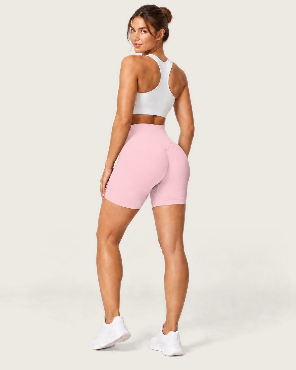 ROMY Form Seamless Shorts in Blossom — three-quarter back view
