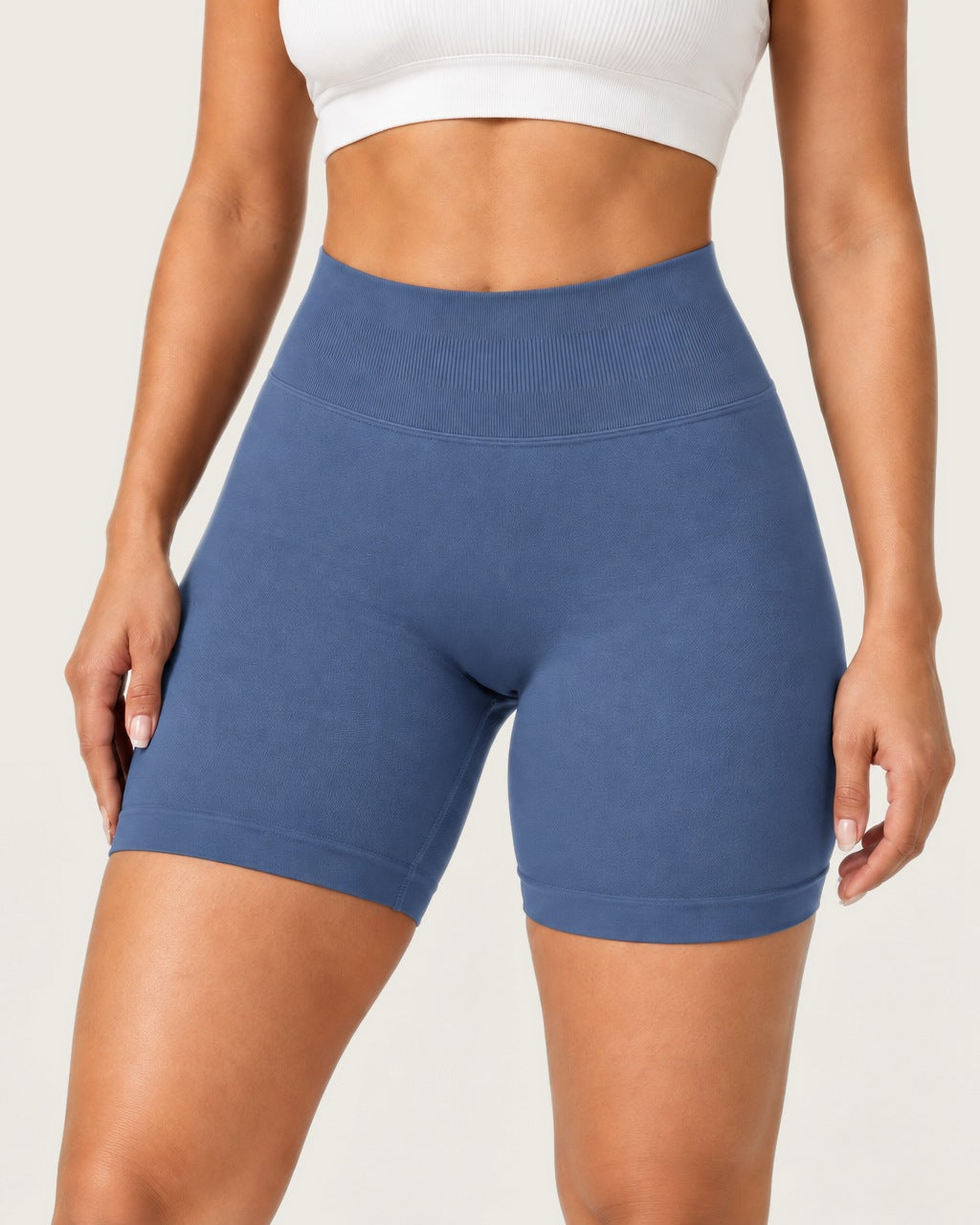 ROMY Form Seamless Shorts in Denim — product view