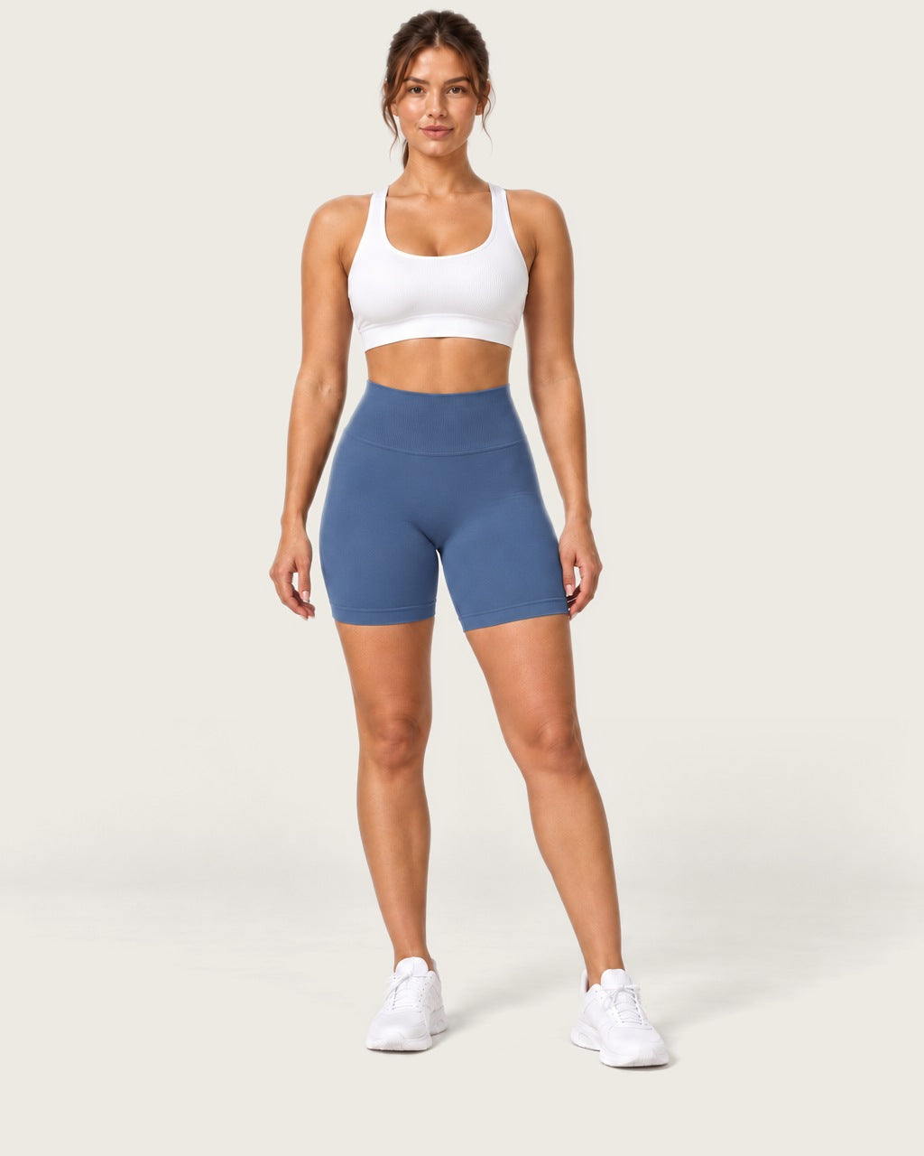 ROMY Form Seamless Shorts in Denim — front view