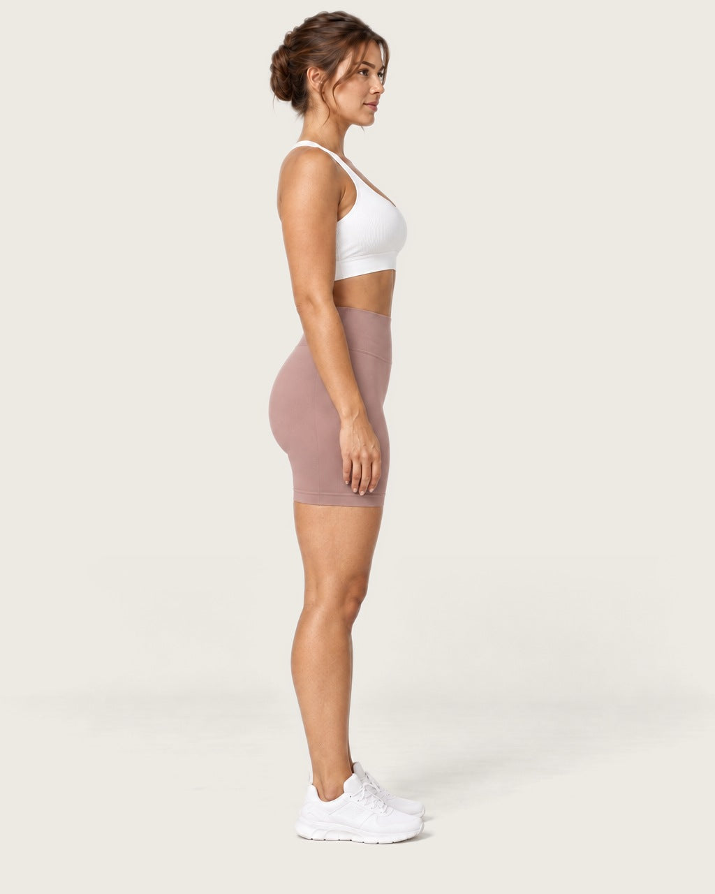 ROMY Form Seamless Shorts in Dusty Rose — side profile