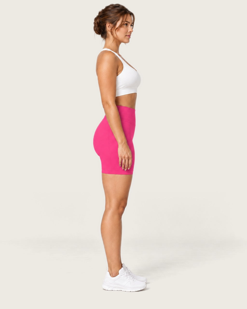 ROMY Form Seamless Shorts in Fuchsia — side profile