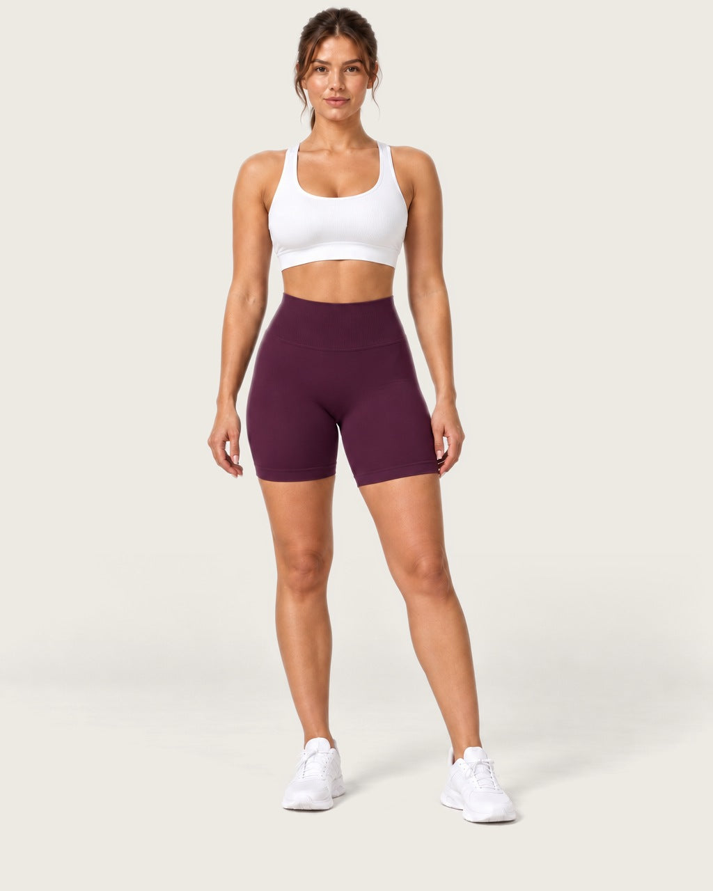 ROMY Form Seamless Shorts in Plum — front view
