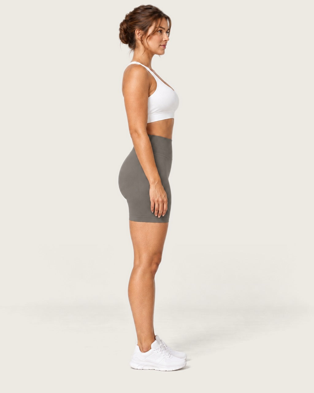 ROMY Form Seamless Shorts in Taupe — side profile