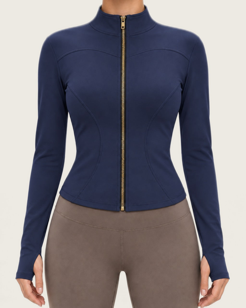 ROMY Layer Fitted Zip Jacket in Navy — product view