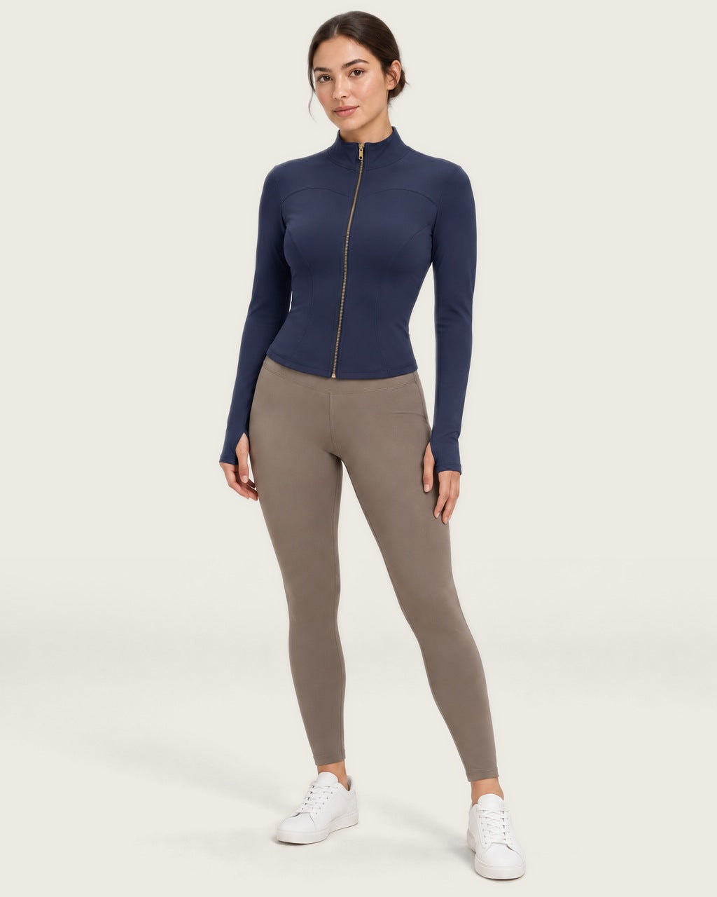 ROMY Layer Fitted Zip Jacket in Navy — front view