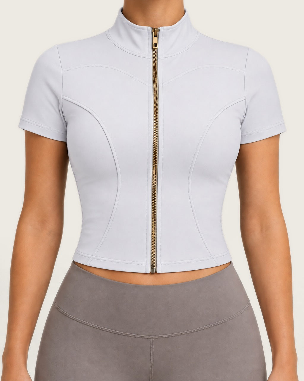 ROMY Layer Short Sleeve Zip Jacket in White — product view