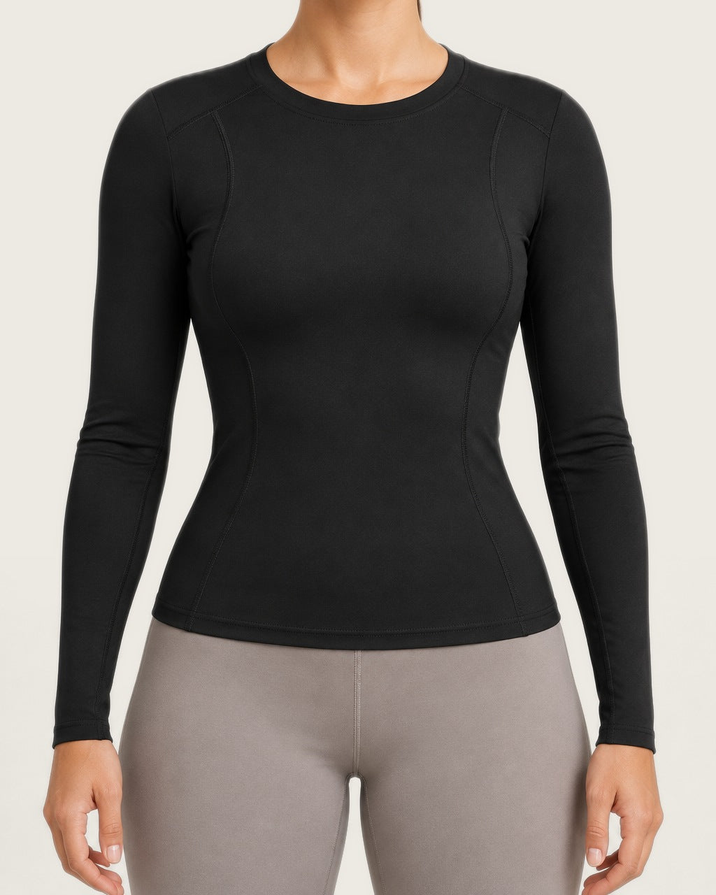 ROMY Sculpt Contour Long Sleeve Top in Black — product view