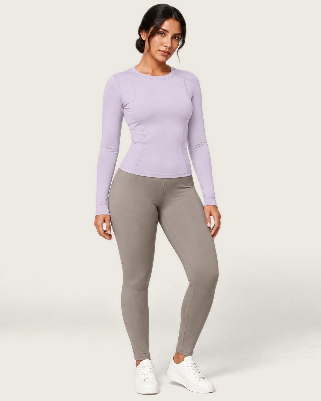 ROMY Sculpt Contour Long Sleeve Top in Lavender — front view