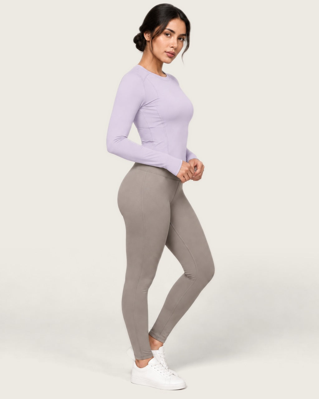 ROMY Sculpt Contour Long Sleeve Top in Lavender — side profile