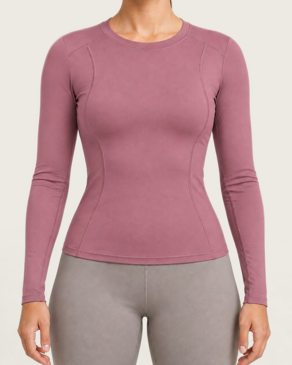 ROMY Sculpt Contour Long Sleeve Top in Rosewood — product view
