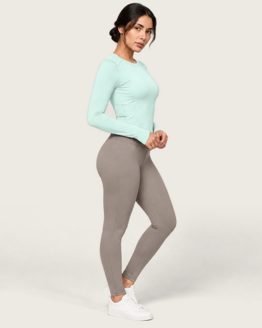 ROMY Sculpt Contour Long Sleeve Top in Seafoam — side profile