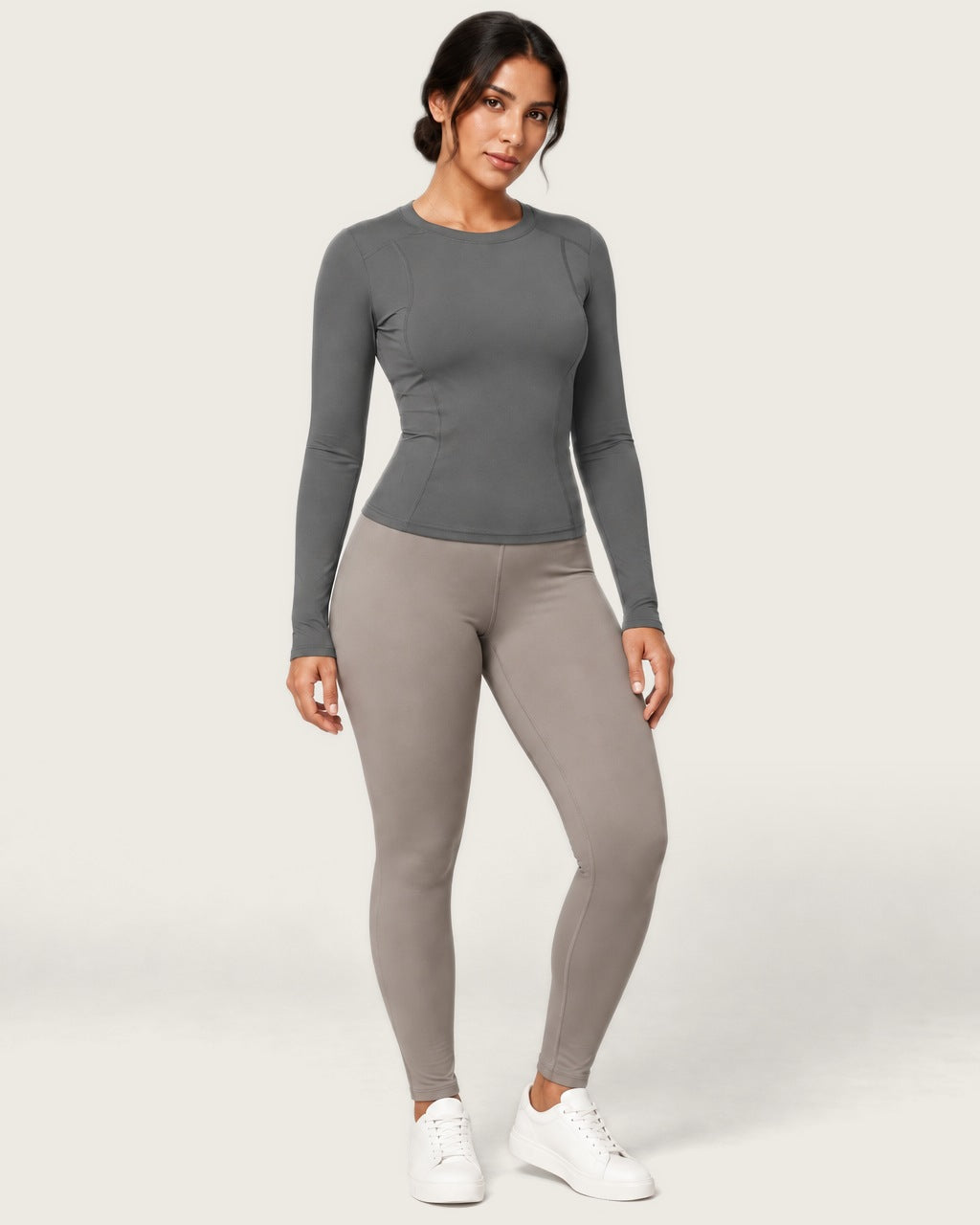 ROMY Sculpt Contour Long Sleeve Top in Slate — front view