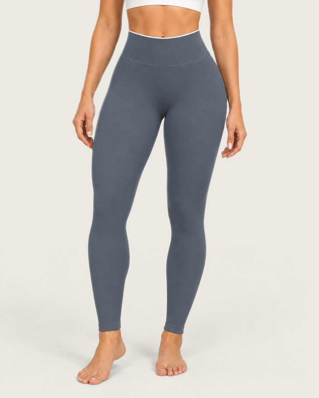 ROMY Sculpt Contrast Waist Legging in Charcoal — product view