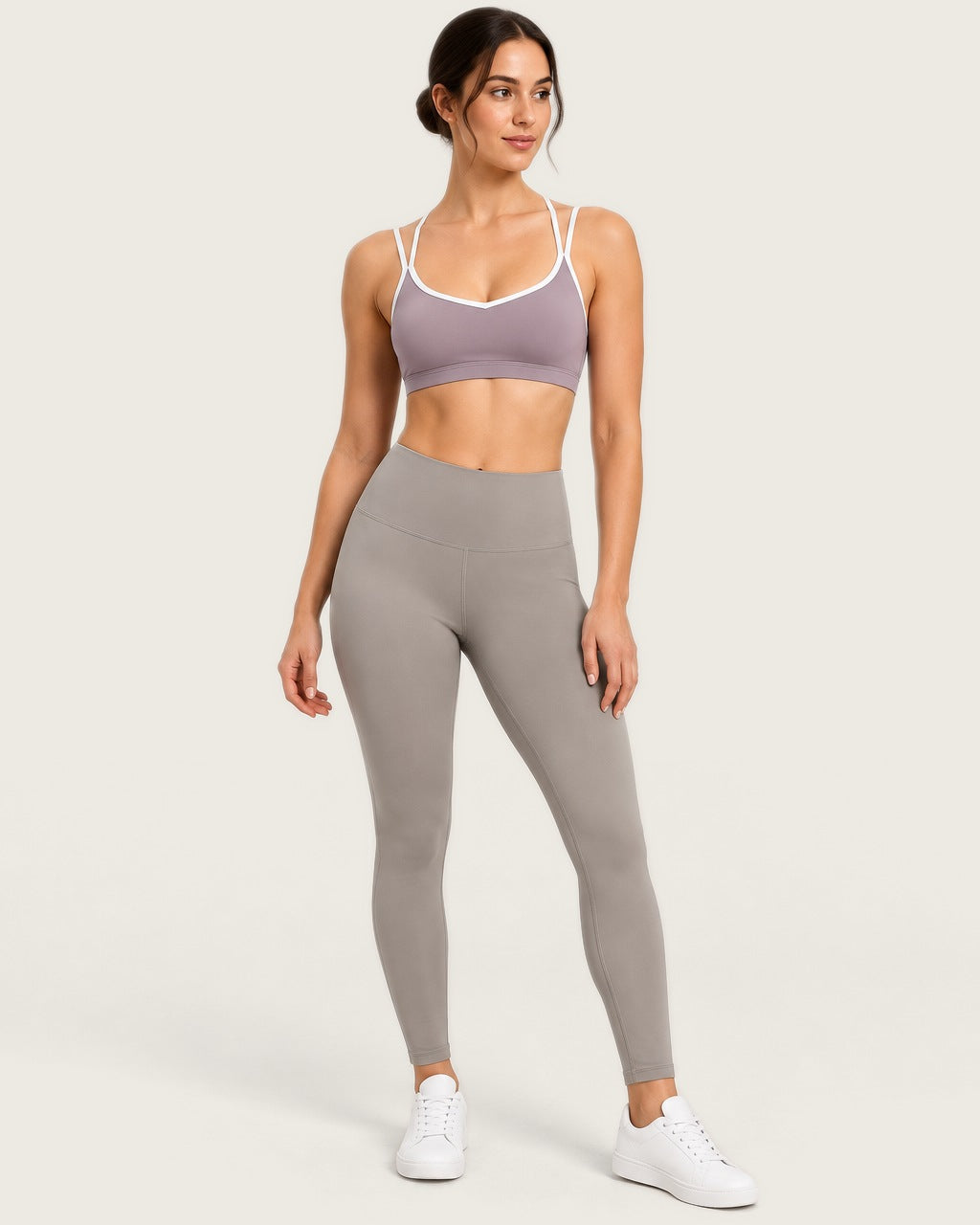 ROMY Sculpt Criss Cross Sports Bra in Mauve — front view