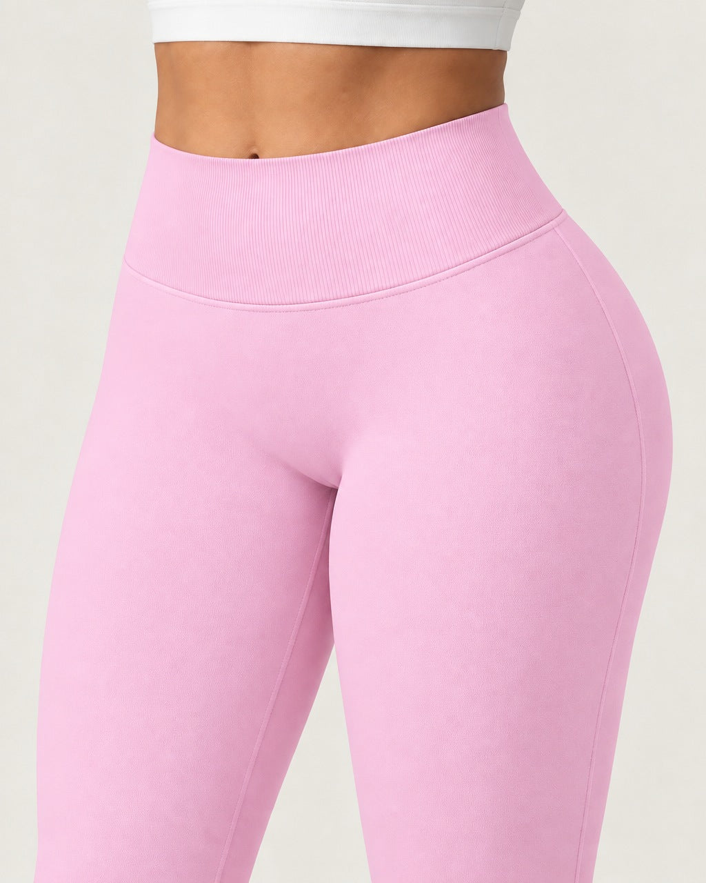 ROMY Sculpt Flare Pant in Blossom — close-up of waistband and fabric