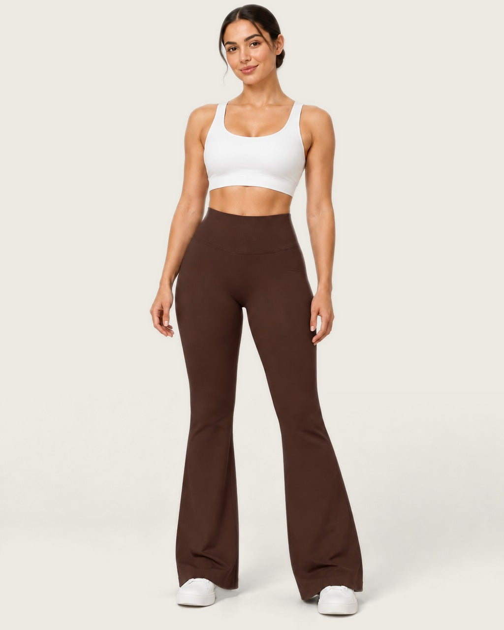 ROMY Sculpt Flare Pant in Espresso — front view