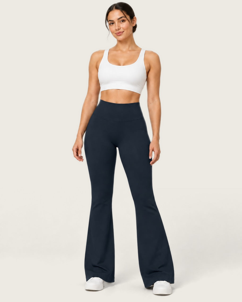 ROMY Sculpt Flare Pant in Midnight — front view