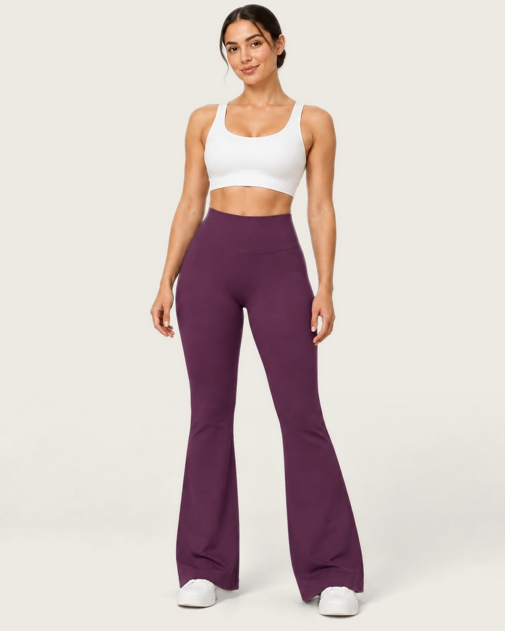 ROMY Sculpt Flare Pant in Plum — front view
