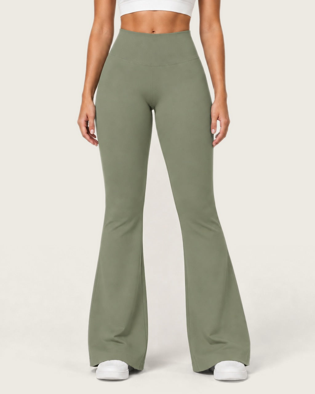ROMY Sculpt Flare Pant in Sage — product view