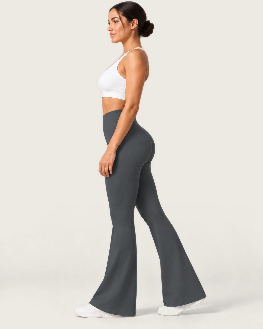 ROMY Sculpt Flare Pant in Slate — side profile