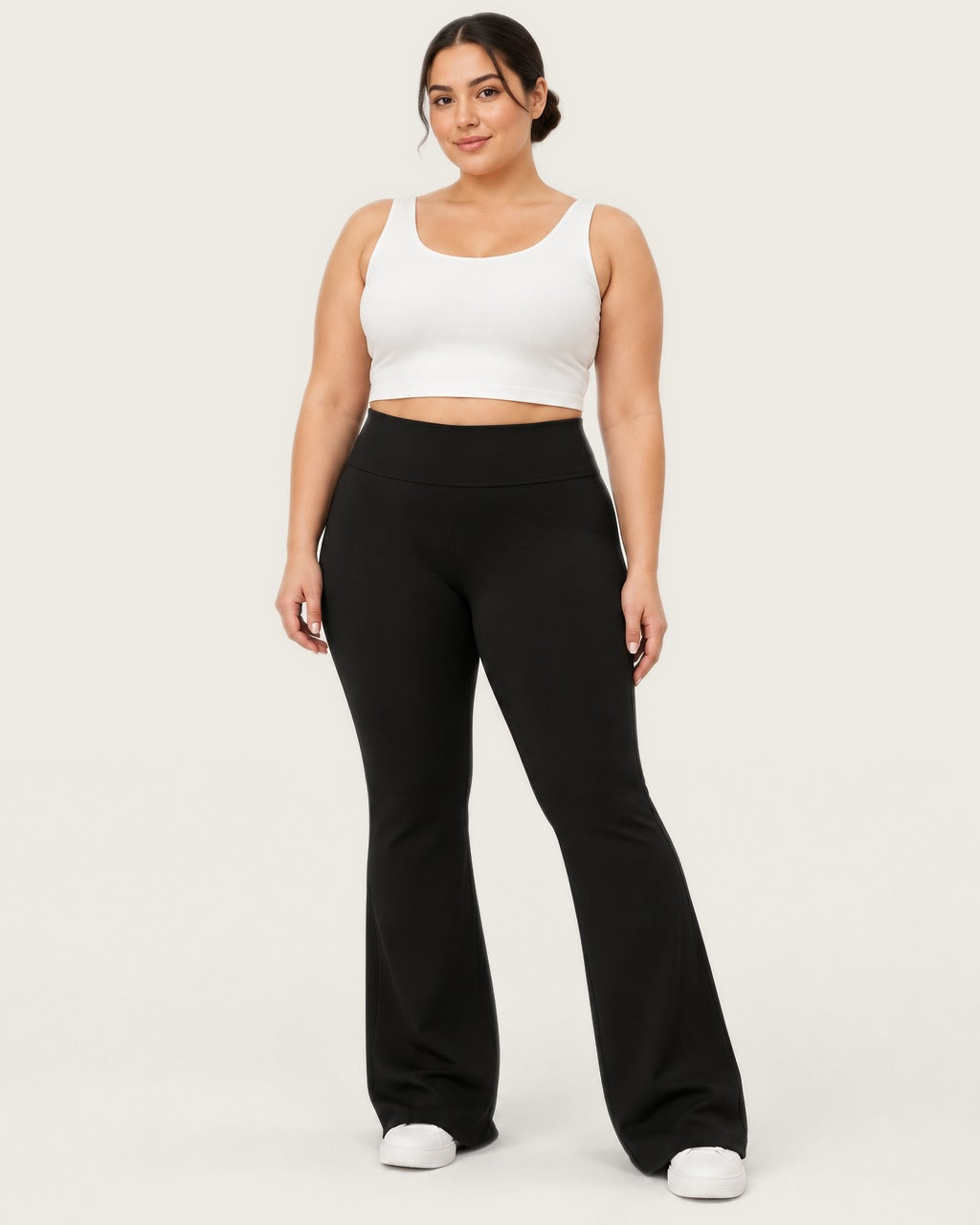 ROMY Sculpt Plus Flare Pant in Black — front view