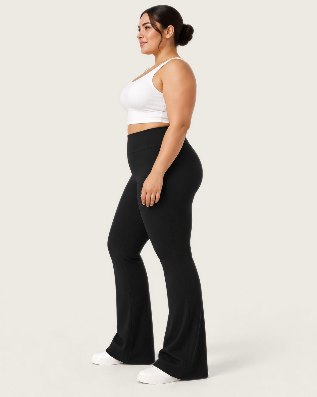 ROMY Sculpt Plus Flare Pant in Black — side profile