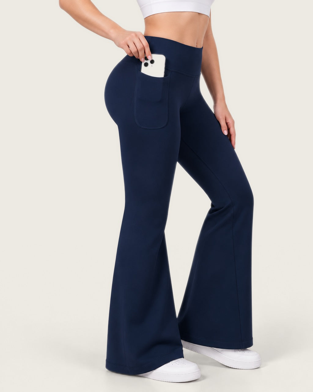 ROMY Sculpt Pocket Flare Pant in Navy — product view