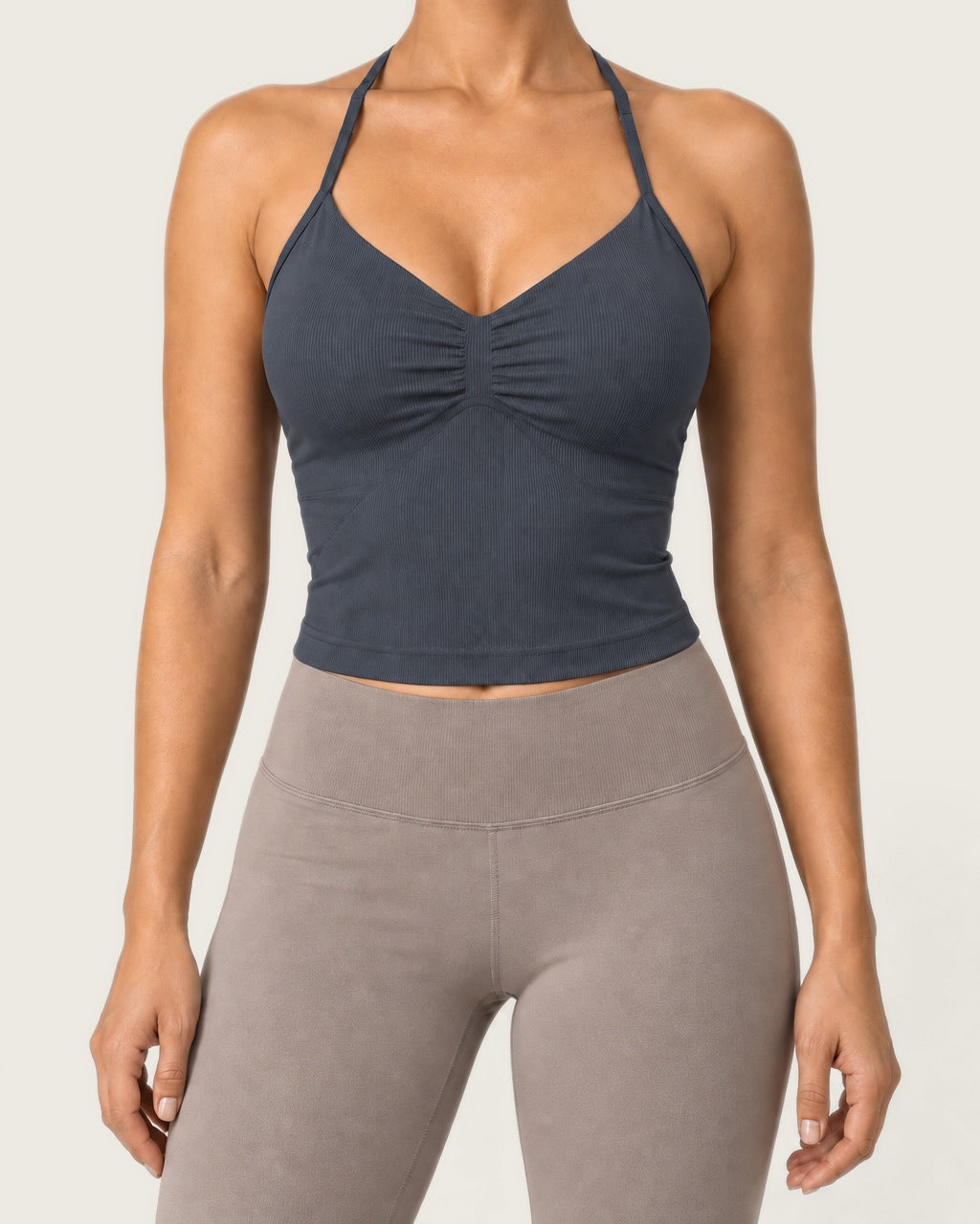 ROMY Sculpt Ruched Cami in Charcoal — product view