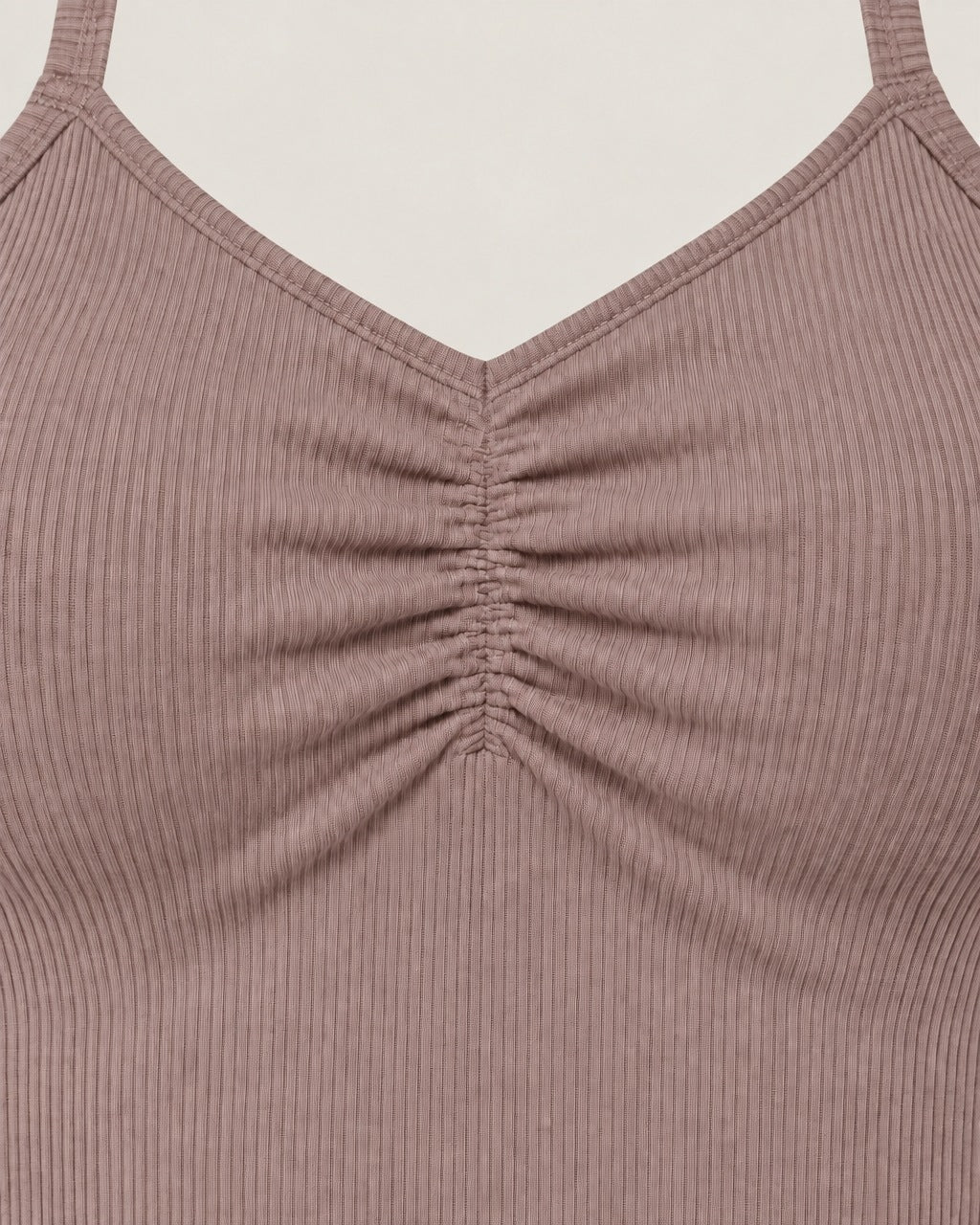 ROMY Sculpt Ruched Cami in Clay — close-up detail