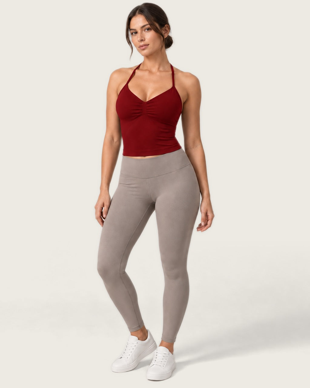 ROMY Sculpt Ruched Cami in Merlot — front view