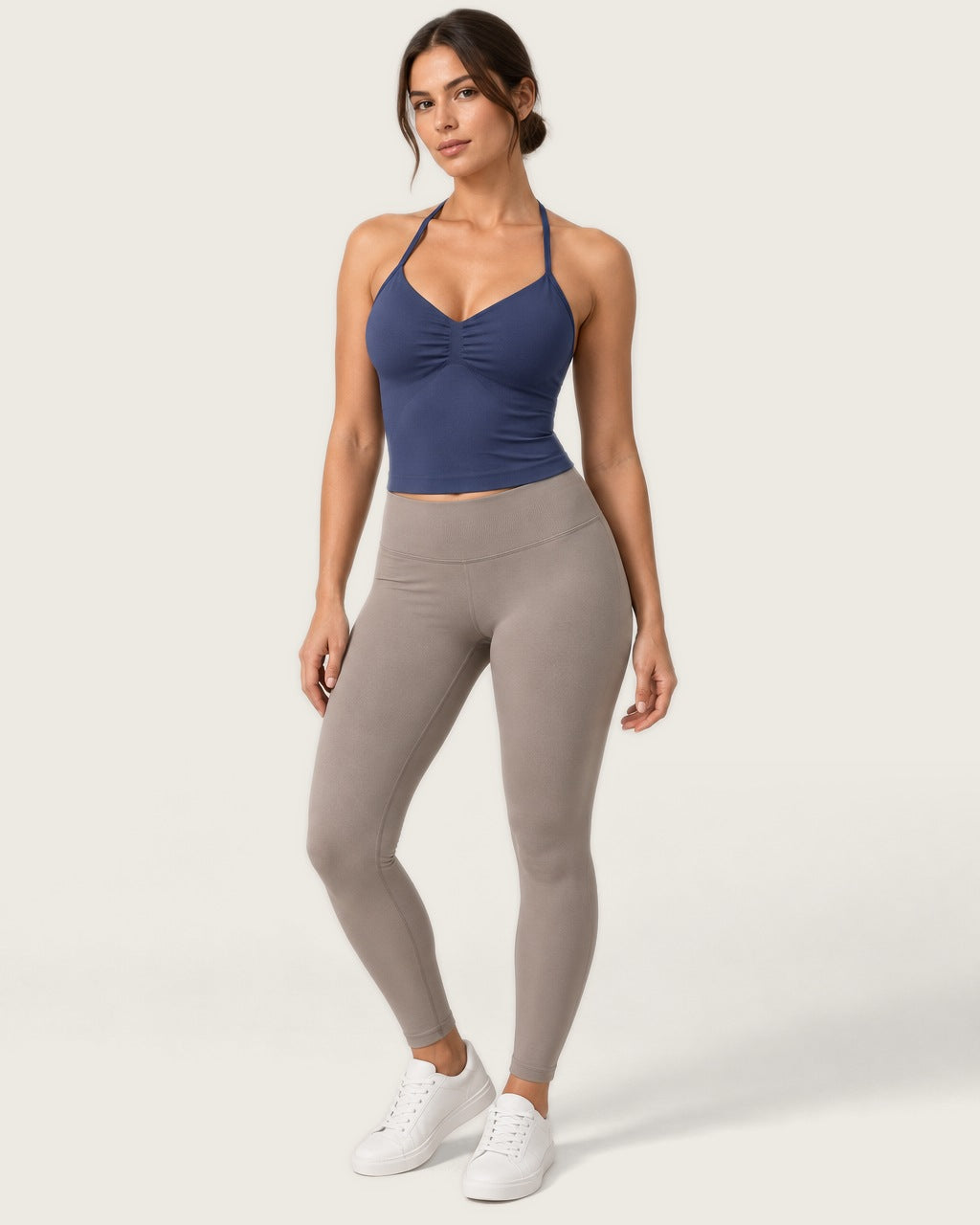 ROMY Sculpt Ruched Cami in Navy — front view