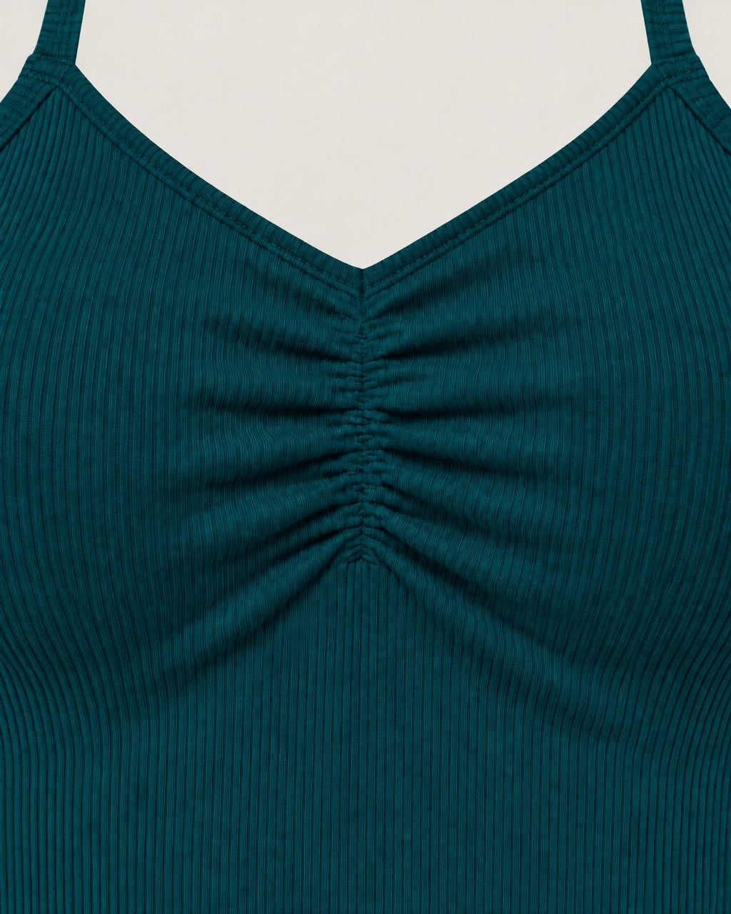ROMY Sculpt Ruched Cami in Teal — close-up detail