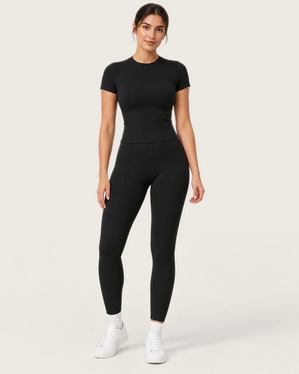 ROMY Studio Legging Set in Black — front view