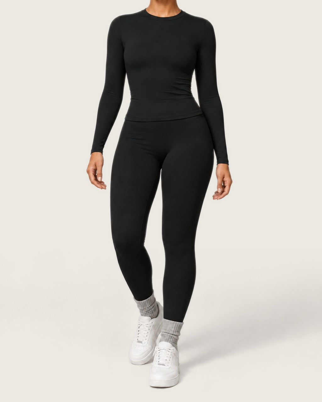 ROMY Studio Long Sleeve Set in Black — product view