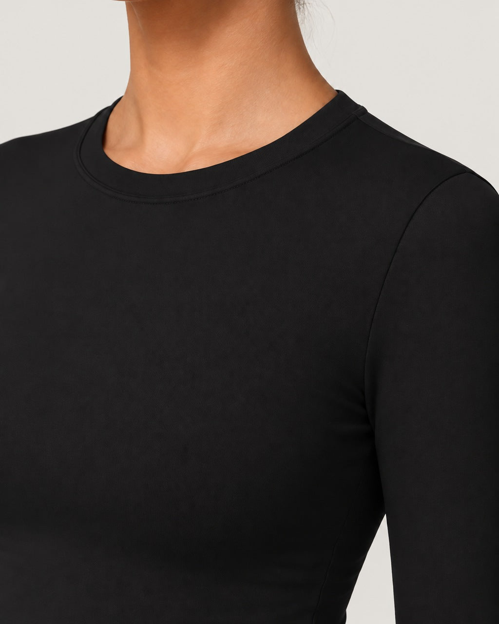 ROMY Studio Long Sleeve Set in Black — close-up of waistband and fabric