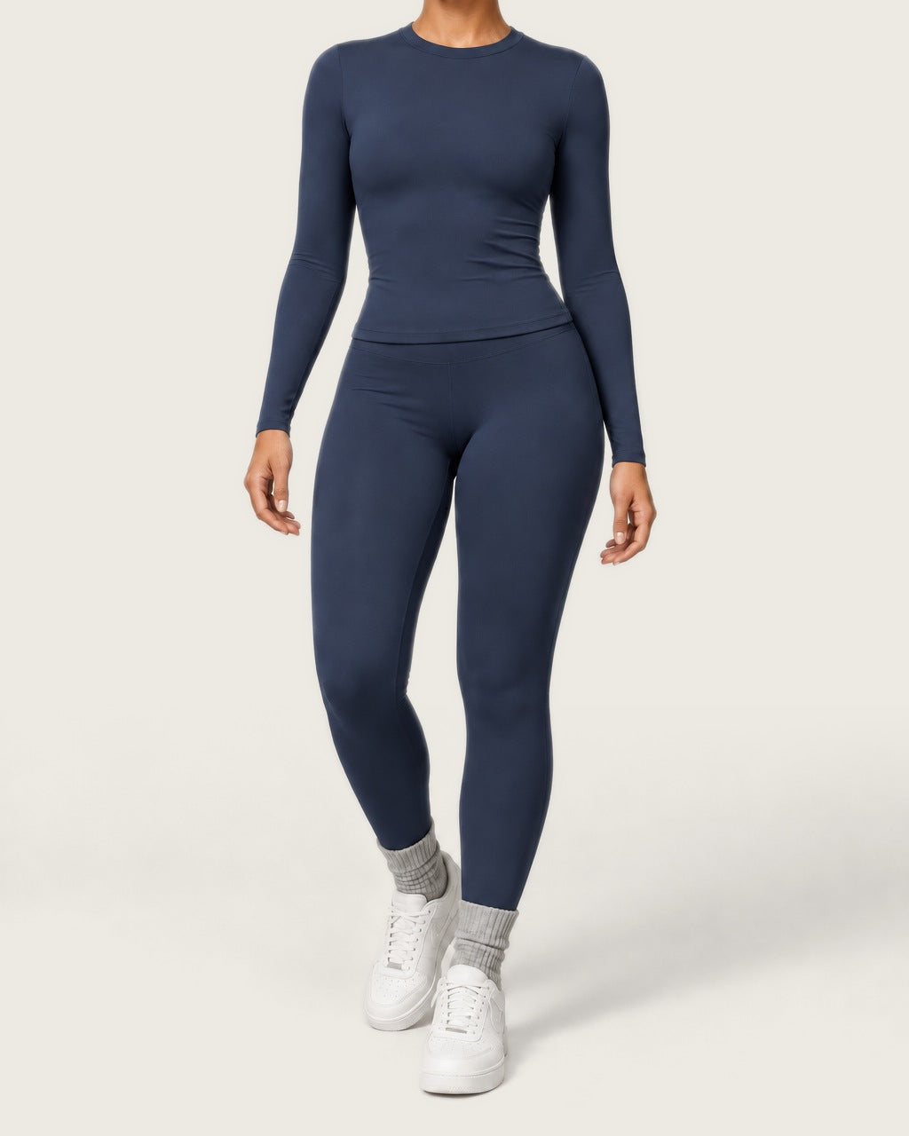 ROMY Studio Long Sleeve Set in Navy — product view