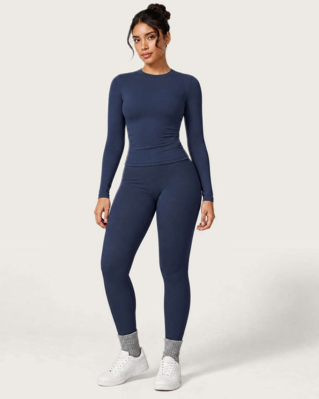 ROMY Studio Long Sleeve Set in Navy — front view