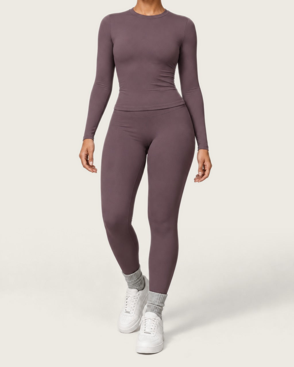 ROMY Studio Long Sleeve Set in Plum — product view