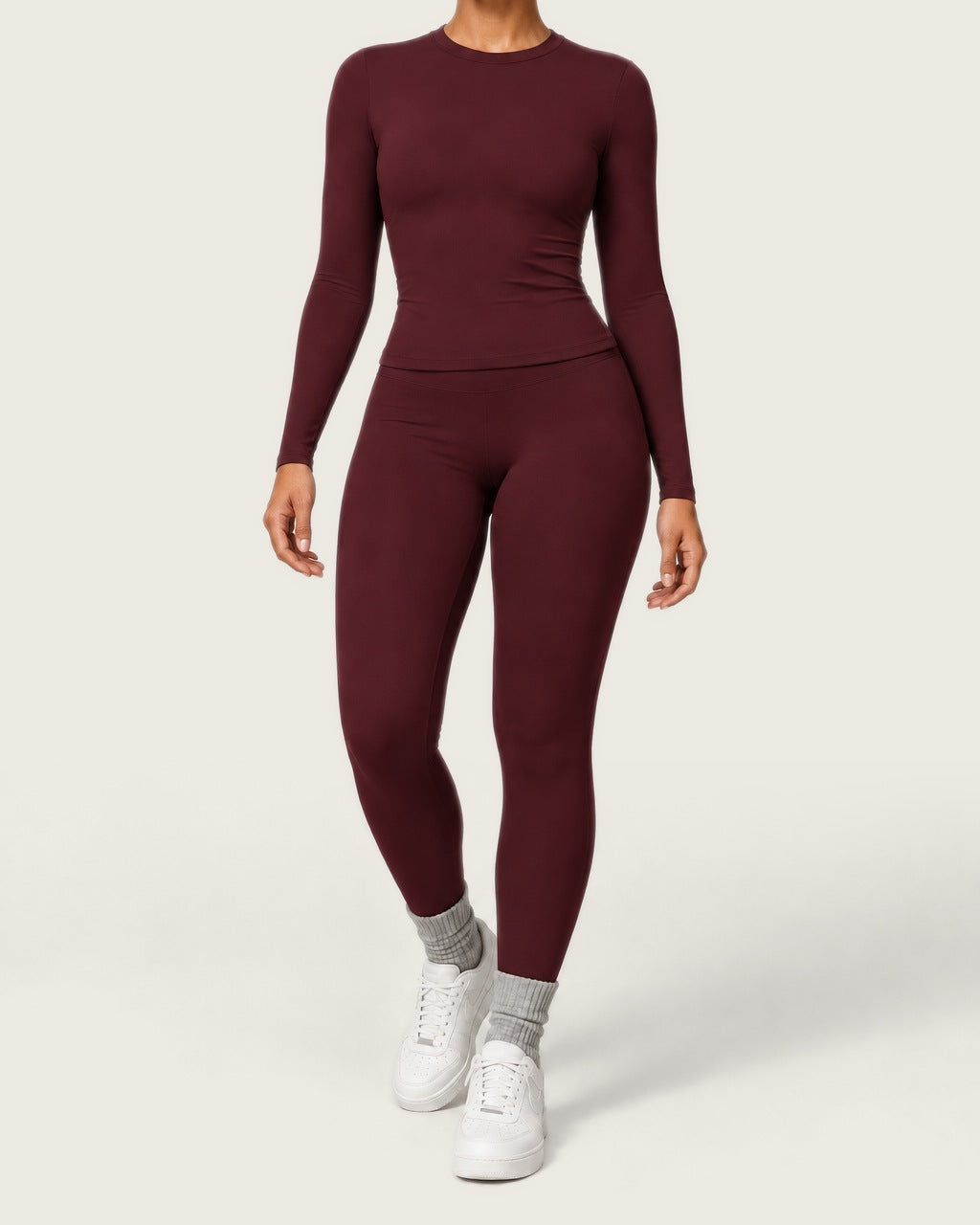 ROMY Studio Long Sleeve Set in Wine — product view