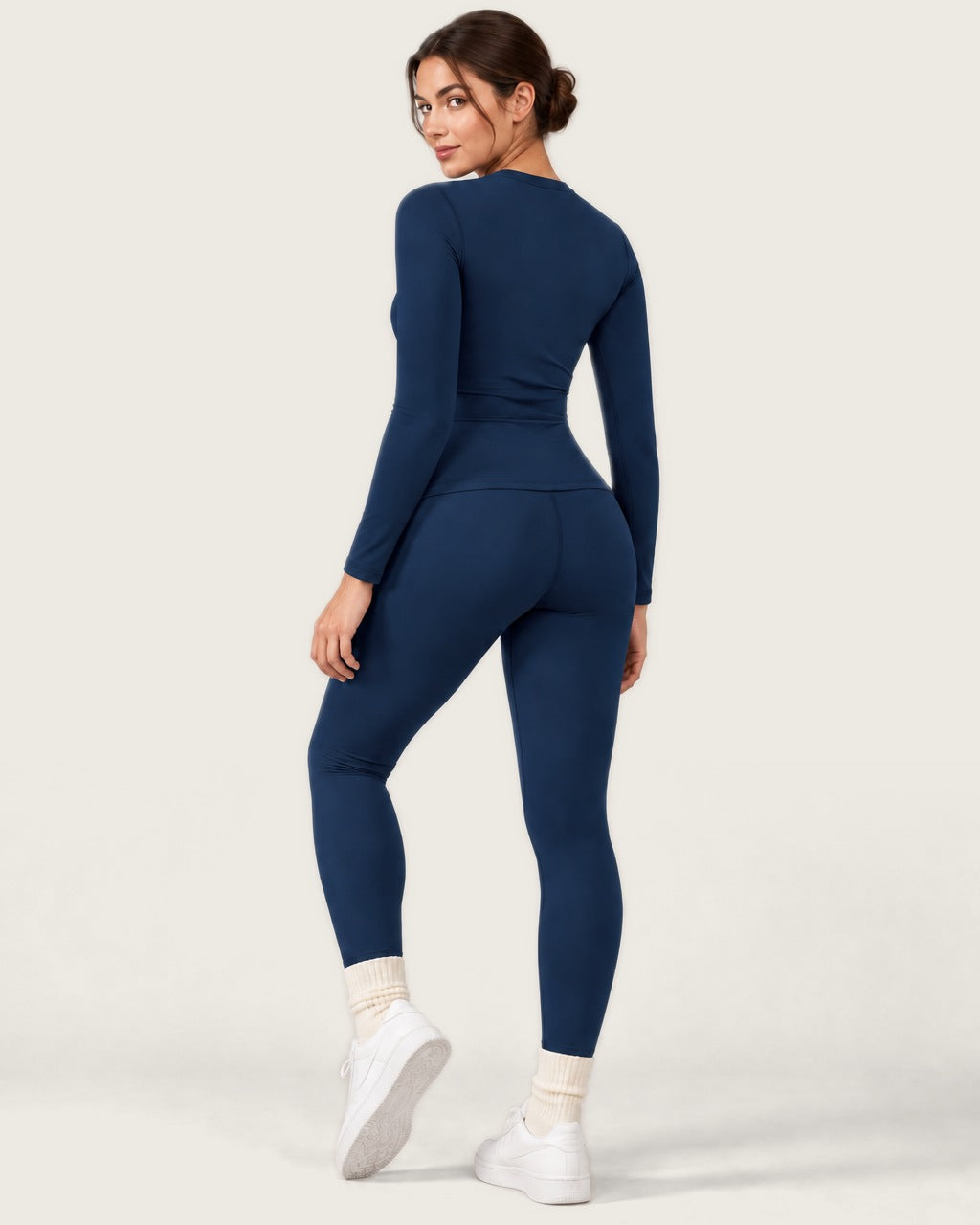 ROMY Studio Thermal Set in Navy — three-quarter back view