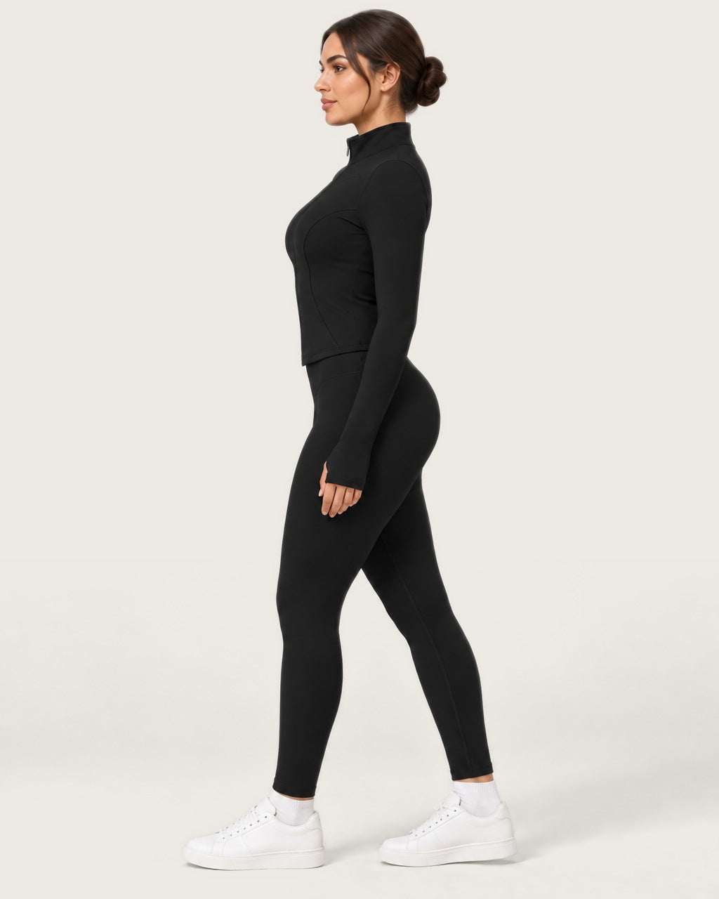 ROMY Studio Zip Set in Black — side profile