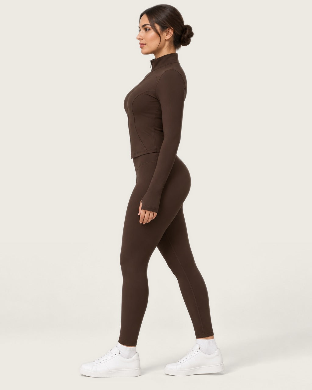 ROMY Studio Zip Set in Espresso — side profile
