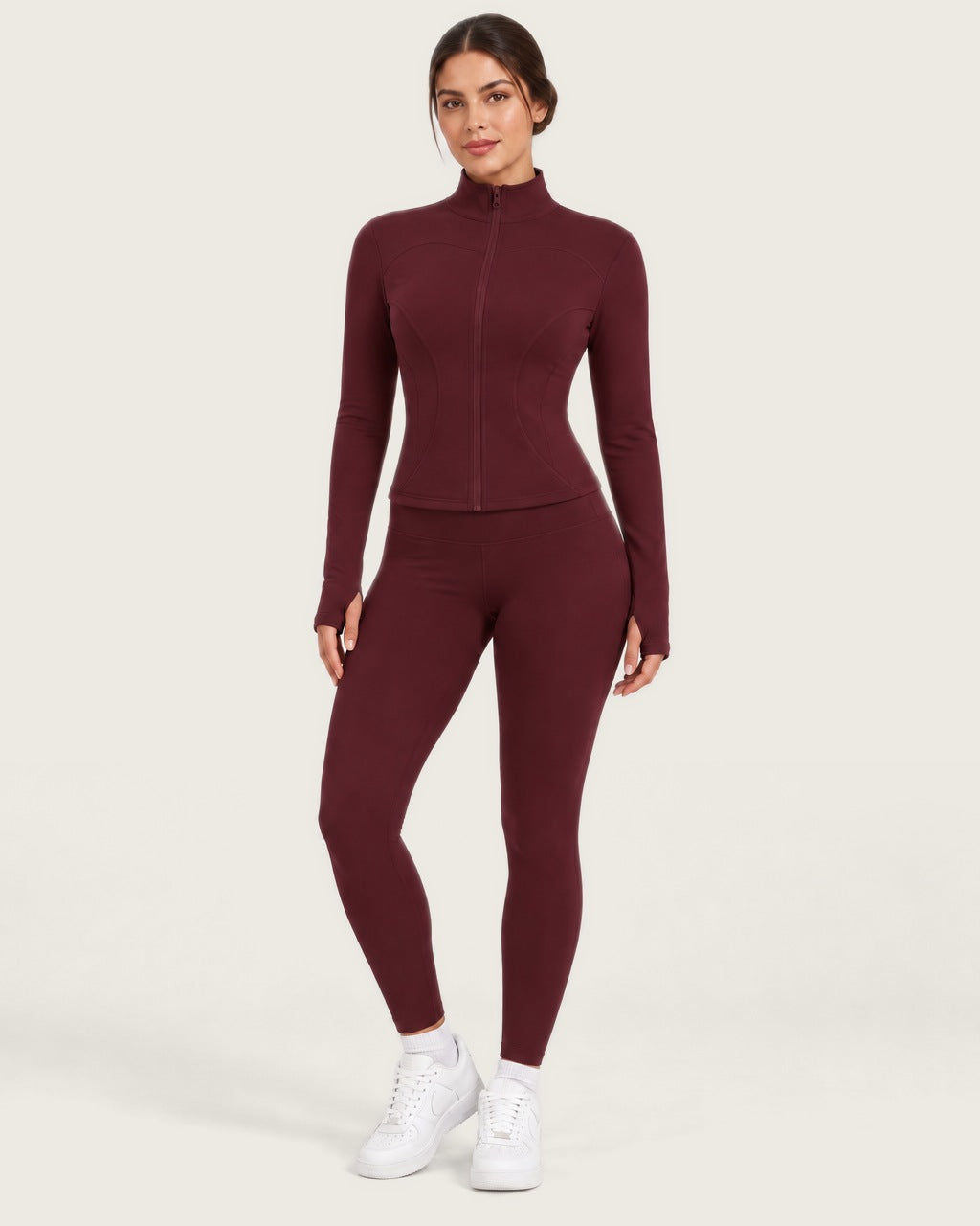 ROMY Studio Zip Set in Wine — front view