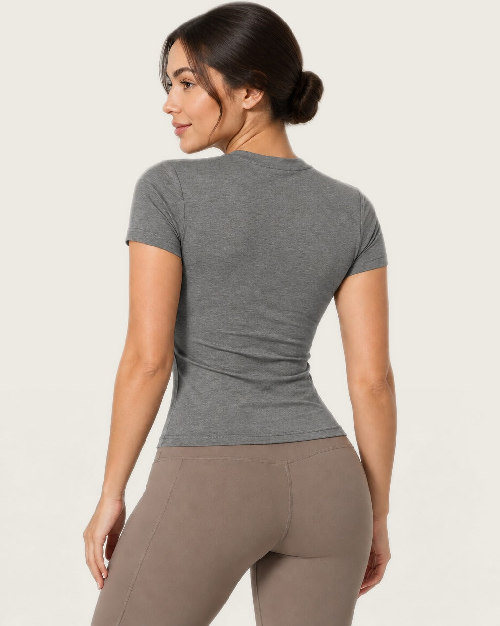 ROMY The Anchor Top in Heather Grey — three-quarter back view