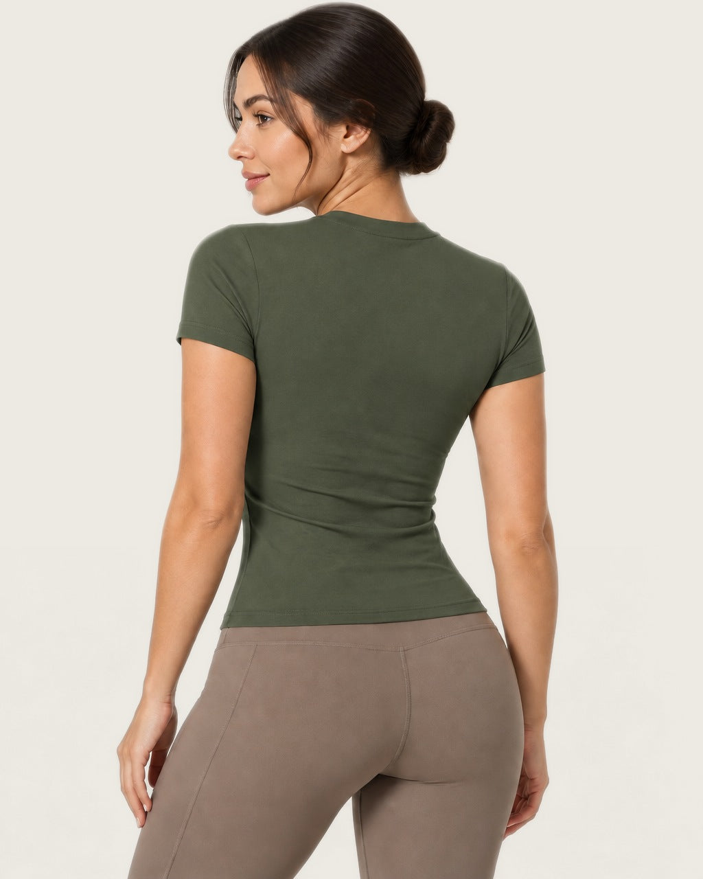 ROMY The Anchor Top in Olive — three-quarter back view