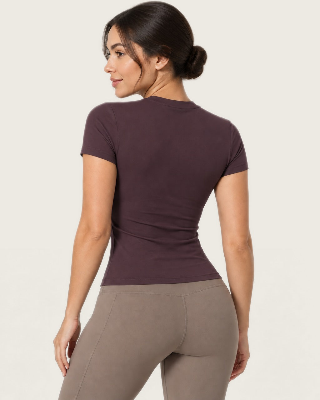 ROMY The Anchor Top in Plum — three-quarter back view